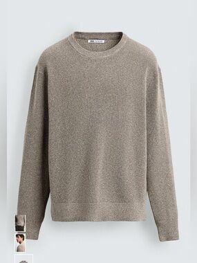 NWOT Zara Man Purl Knit Sweater - Mink Marl - S